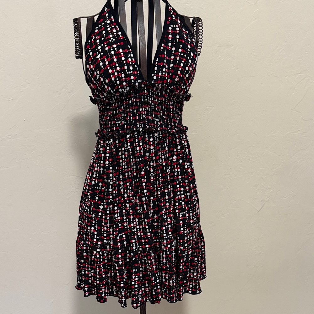 Vintage Candie's Black and Red Patterned Mini Dress
